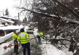 Volontari del Gruppo comunale di Protezione civile impegnati sulle strade comunali